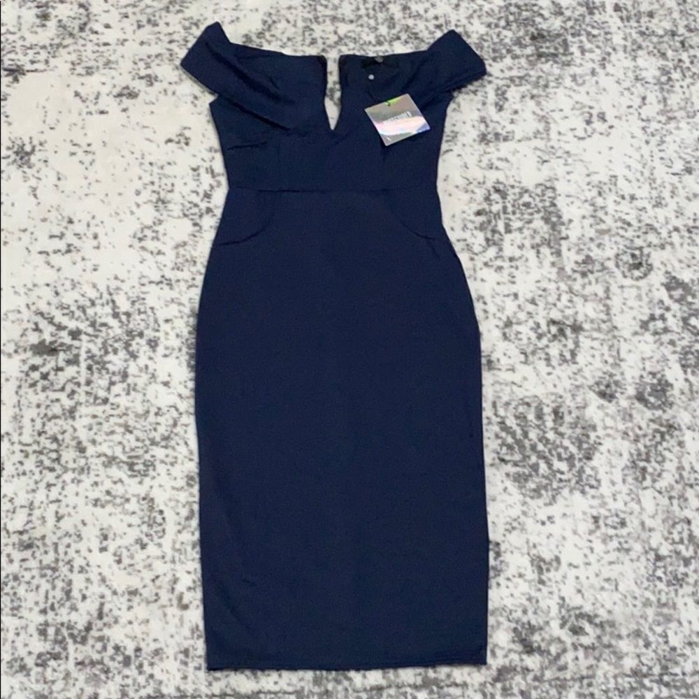 Misguided‎ midi navy midi dress size 4 NWT boho